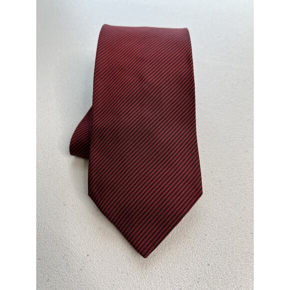 Fabio Ferretti Red and Black Striped Pattern 100% Silk Designer Tie - Picture 1 of 7